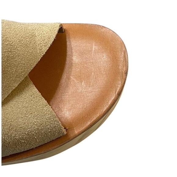 NEW FREE PEOPLE Kora Platform Clog In Taupe Suede Sz 41 /11 Wood Heels Open Toe - Picture 8 of 8